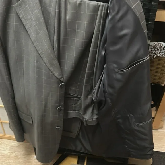 Men's Gray Checkered Suit